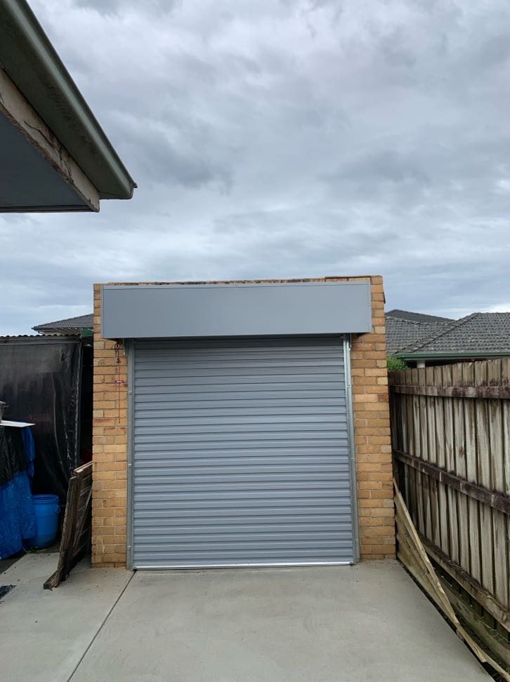 Gliderol Roller Door - Reverse Roll, Colorbond Bluegum with Canopy