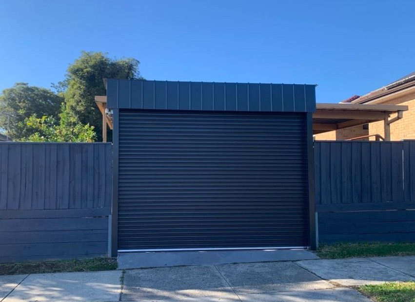 Taurean Roller Door, Colorbond Monument with Canopy