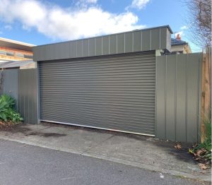 Taurean Roller Door, Colorbond Woodland Grey with Canopy