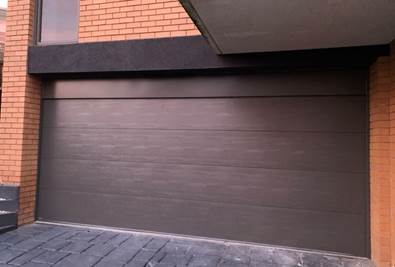 Steel Line Sectional Door, Colorbond Woodland Grey, Flatline style with Merlin Commander Elite